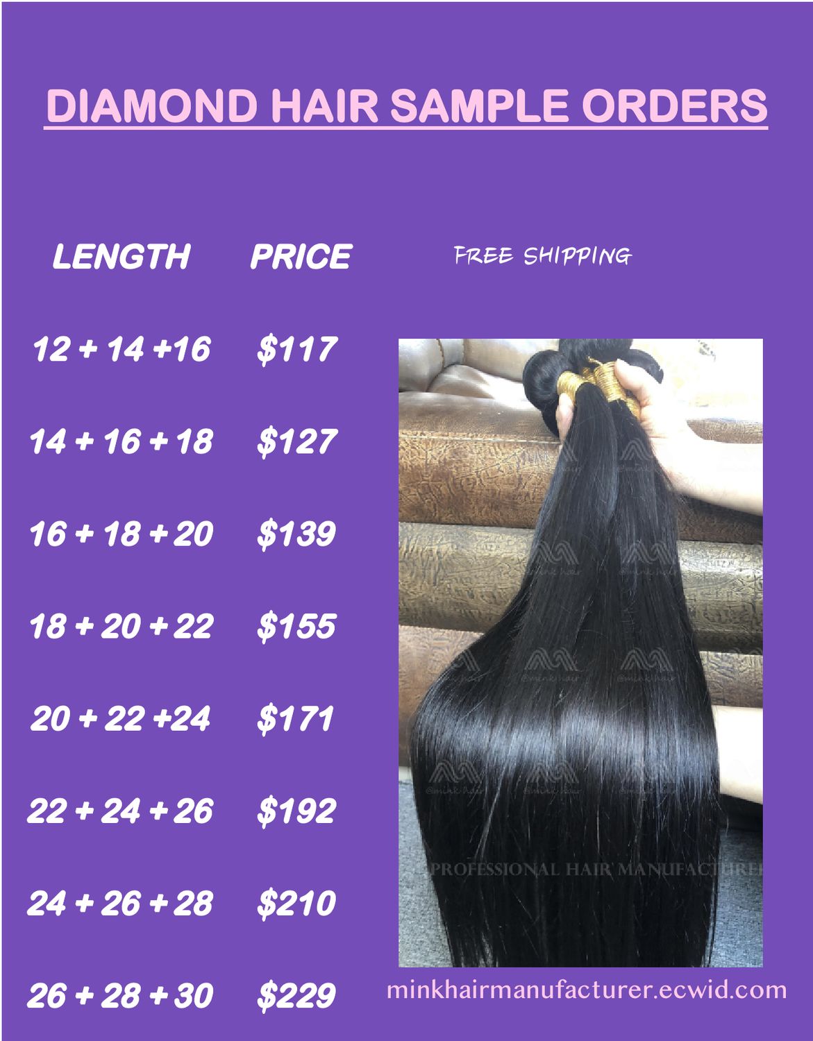 Diamond Hair 3 Bundles Sample Deals （100g Each Bundle)