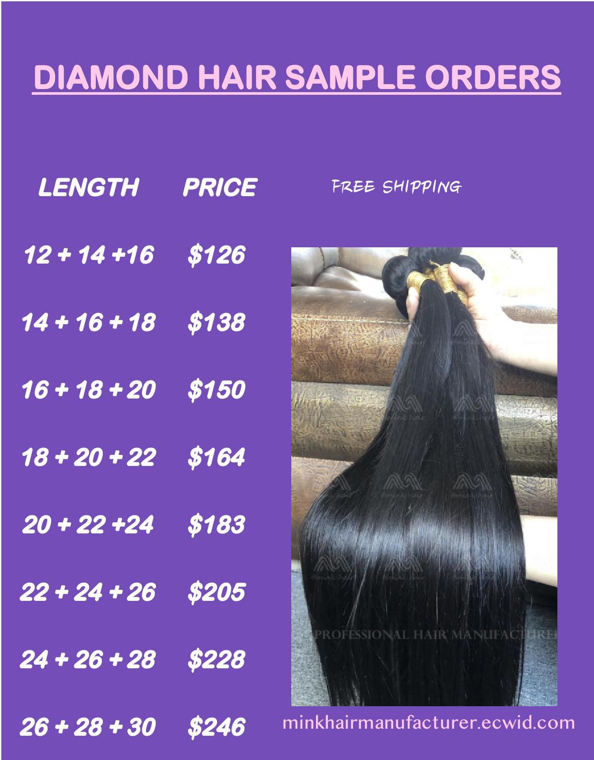 Diamond Hair 3 Bundles Sample Deals （100g Each Bundle)