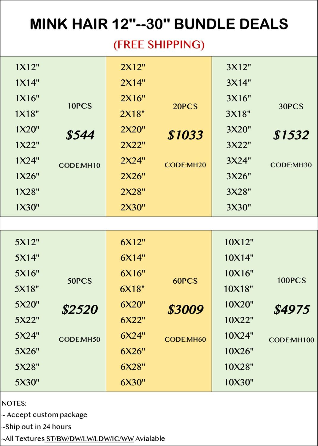 Mink Hair 12”-30” Bundle Deals