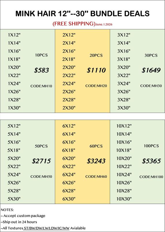 Mink Hair 12”-30” Bundle Deals