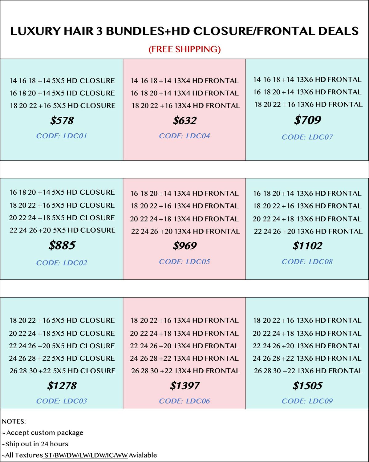 Luxury Hair 3 Bundles + HD Lace / Frontal Bulk Deals