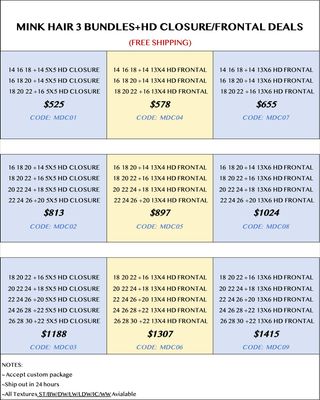 Mink Hair 3 bundles+HD Closure/frontal Deals