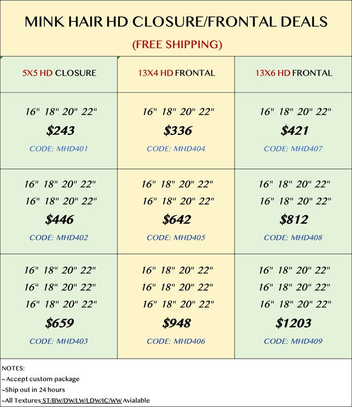 Mink Hair HD Closure &amp; Frontal Deals