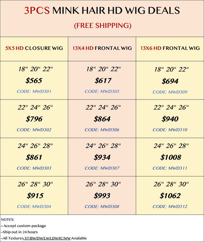 Mink Hair 3pcs HD Wig Deals