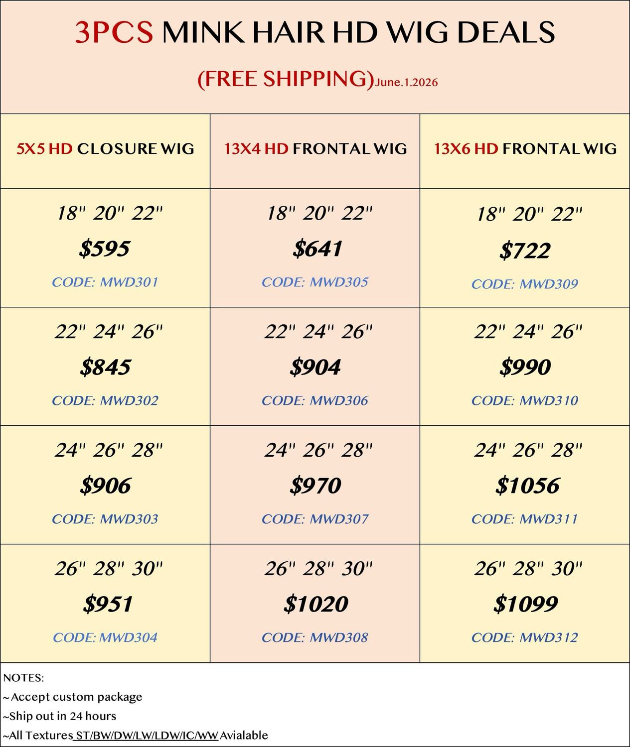 Mink Hair 3pcs HD Wig Deals