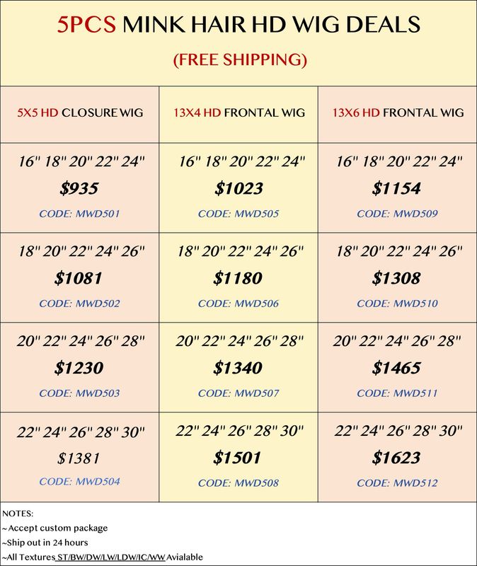 Mink Hair 5pcs HD Wig Deals