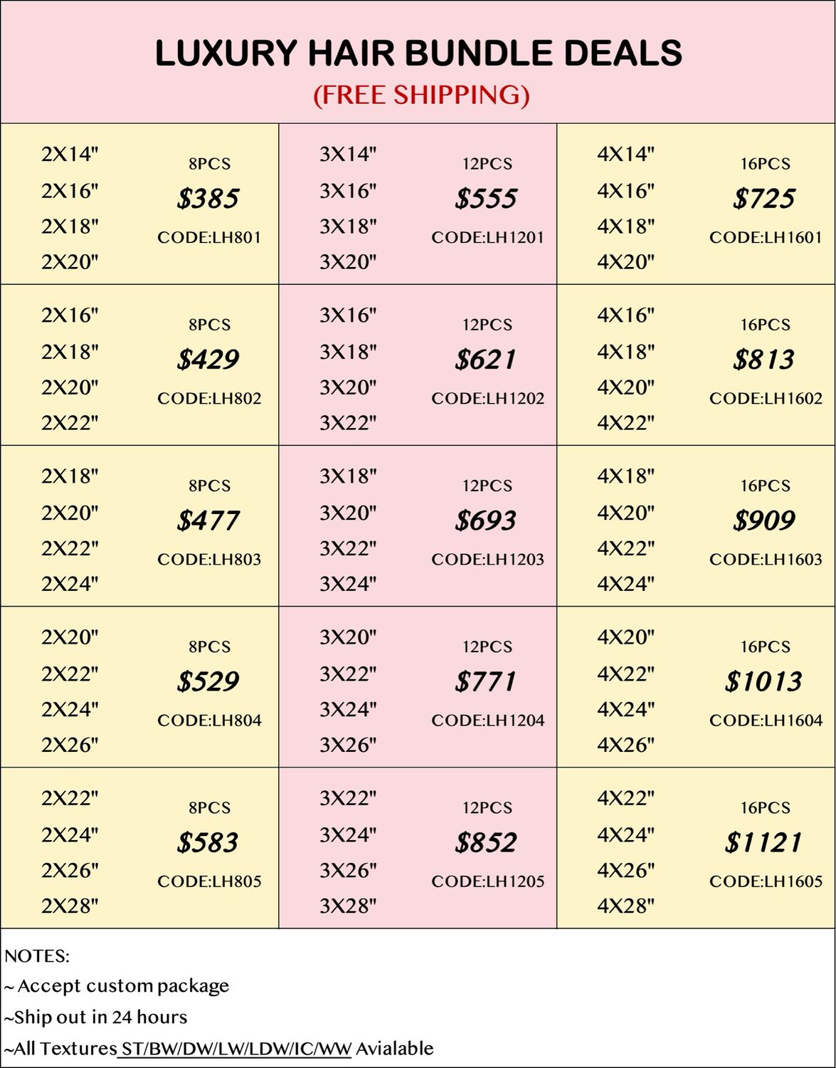 Luxury Hair 8pcs 12pcs 16pcs Bundle Deals