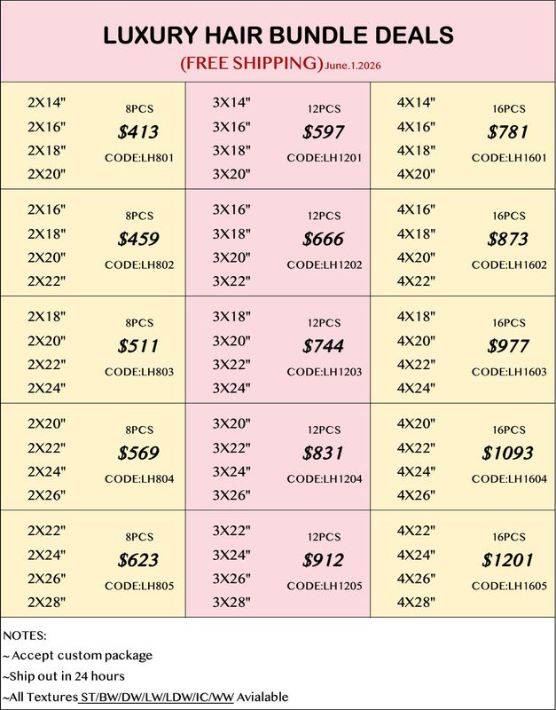 Luxury Hair 8pcs 12pcs 16pcs Bundle Deals