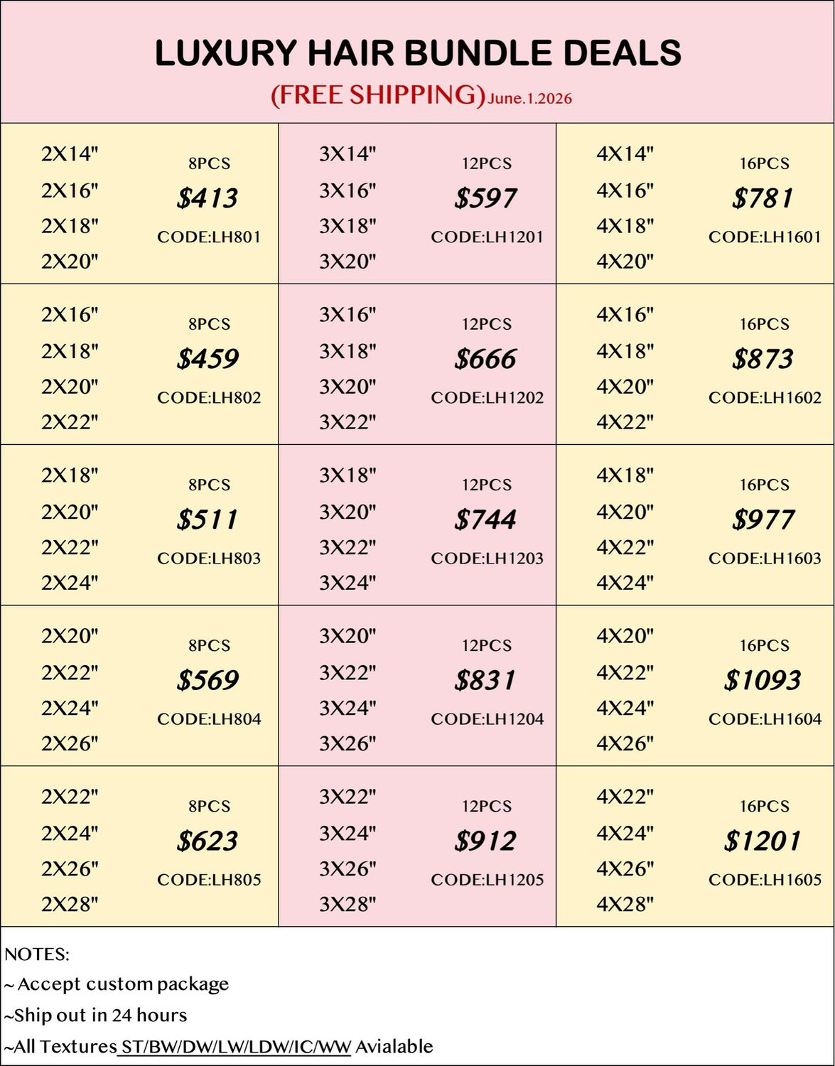 Luxury Hair 8pcs 12pcs 16pcs Bundle Deals