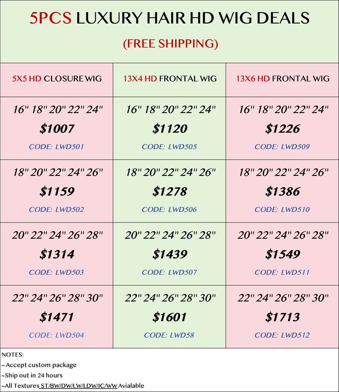 Luxury Hair 5pcs HD Wig Deals