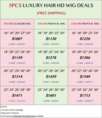 Luxury Hair 5pcs HD Wig Deals