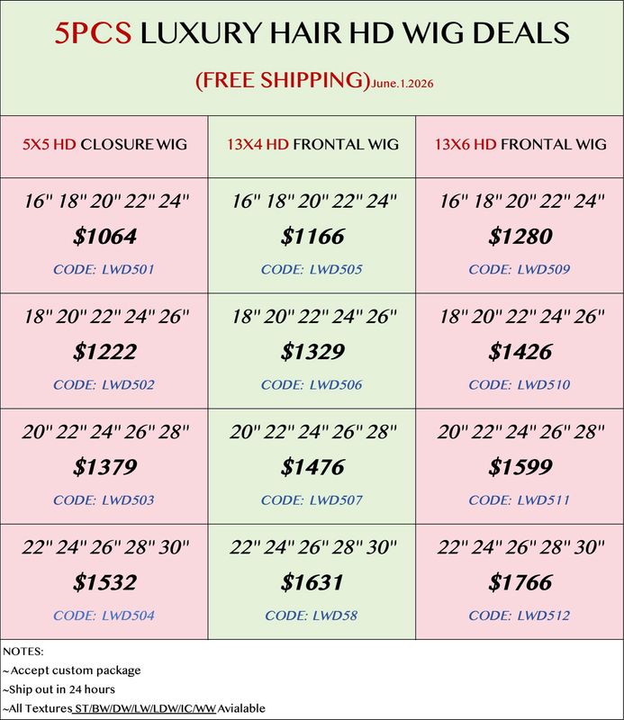 Luxury Hair 5pcs HD Wig Deals