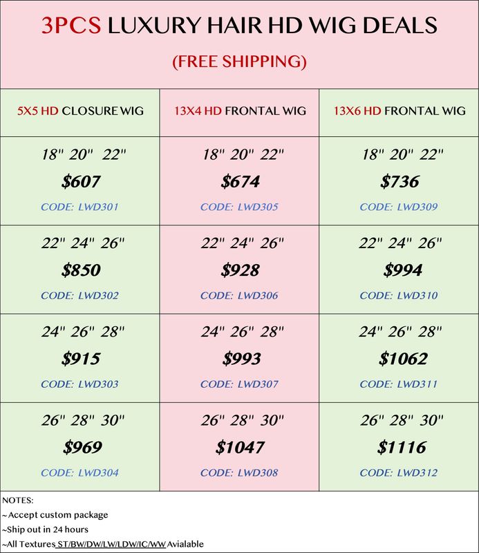 Luxury Hair 3pcs HD Wig Deals