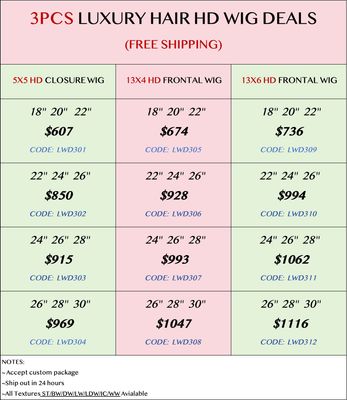 Luxury Hair 3pcs HD Wig Deals