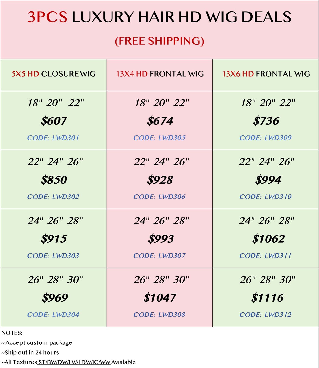 Luxury Hair 3pcs HD Wig Deals