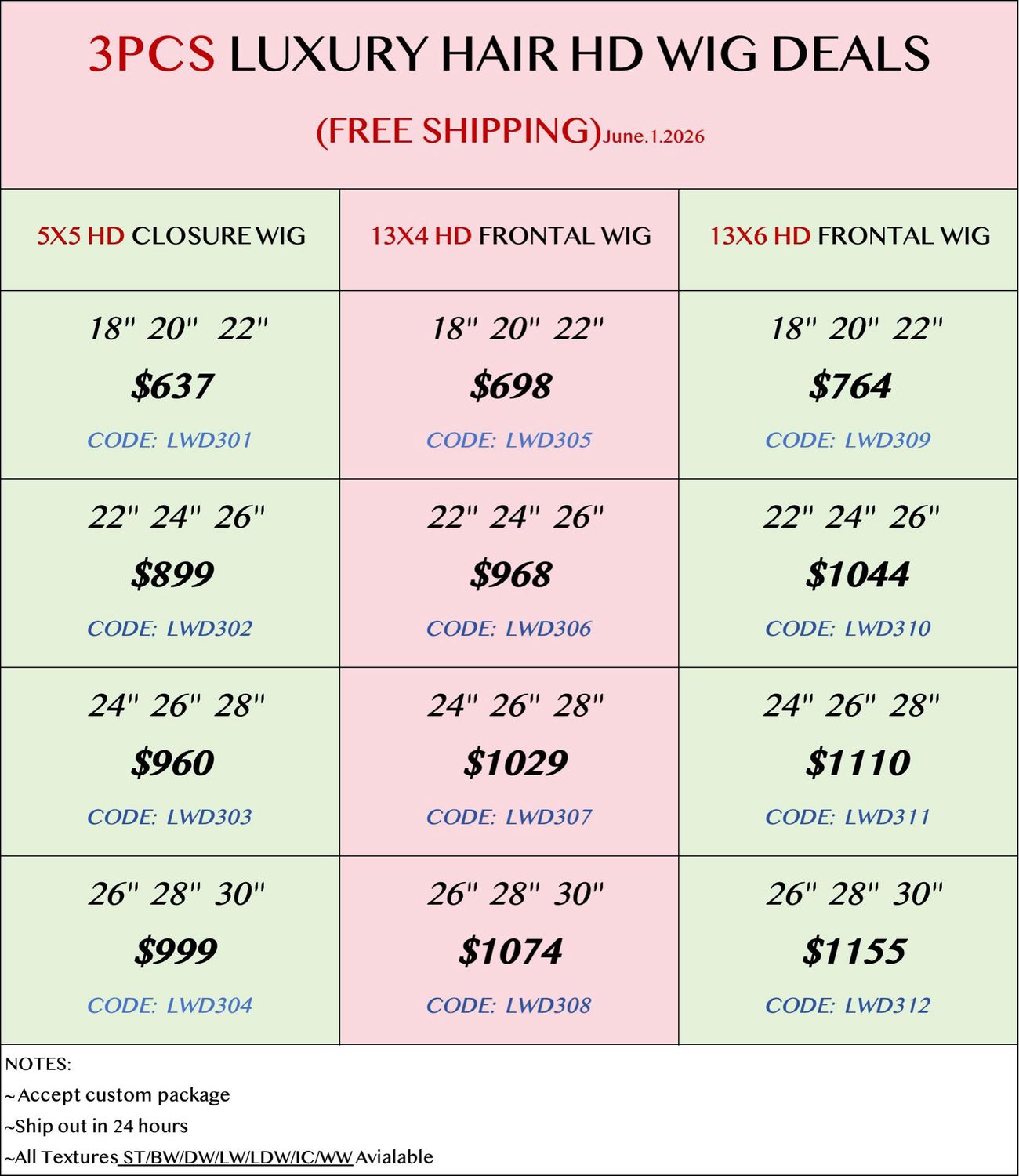 Luxury Hair 3pcs HD Wig Deals
