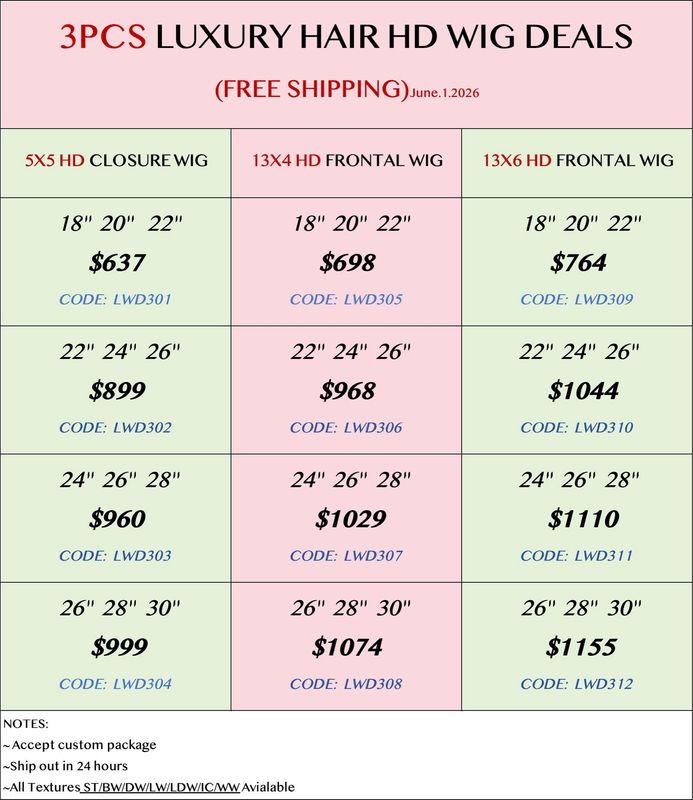Luxury Hair 3pcs HD Wig Deals