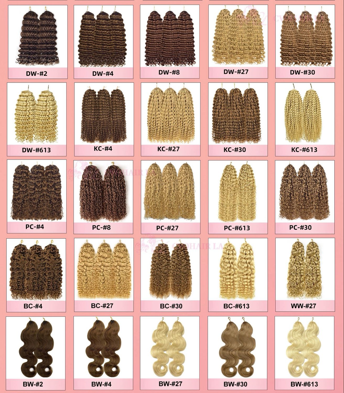 Curly Colored Crochet Hair Extensions (100 Grams With 80pcs Per Pack)