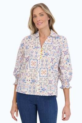 Foxcroft Alexis No Iron Watercolor Mosaic Popover