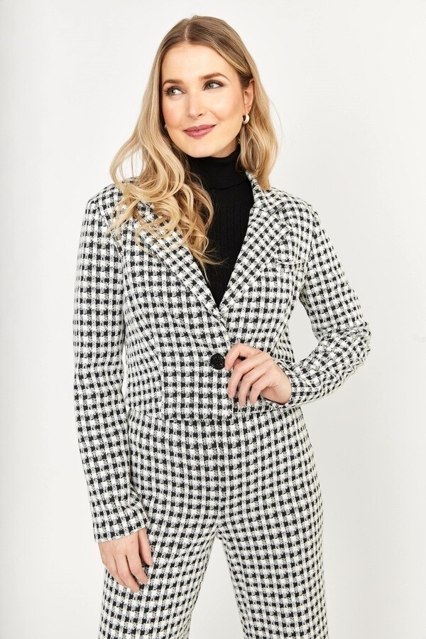 Frank Lyman Cropped Houndstooth Jacket