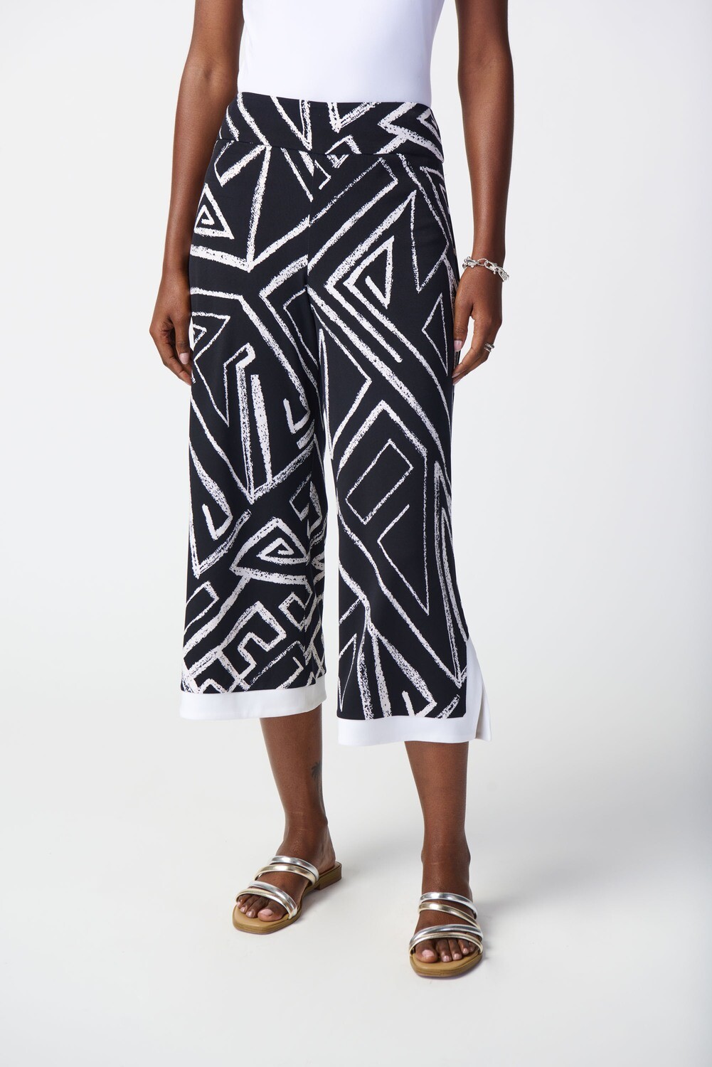 Joseph Ribkoff Abstract Print Silky Knit Culotte Pants