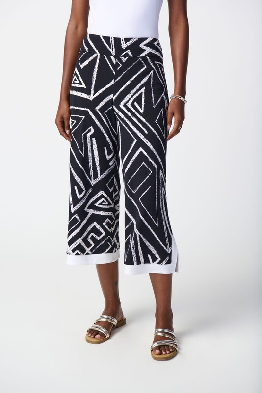 Joseph Ribkoff Abstract Print Silky Knit Culotte Pants