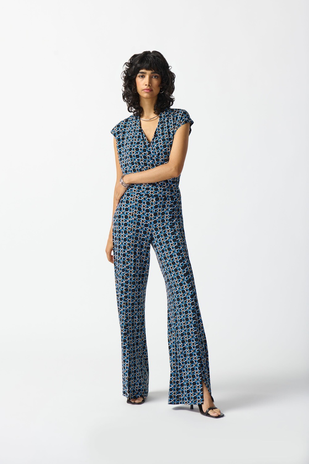 Joseph Ribkoff Silky Knit Geometric Print Wide-Leg Pants