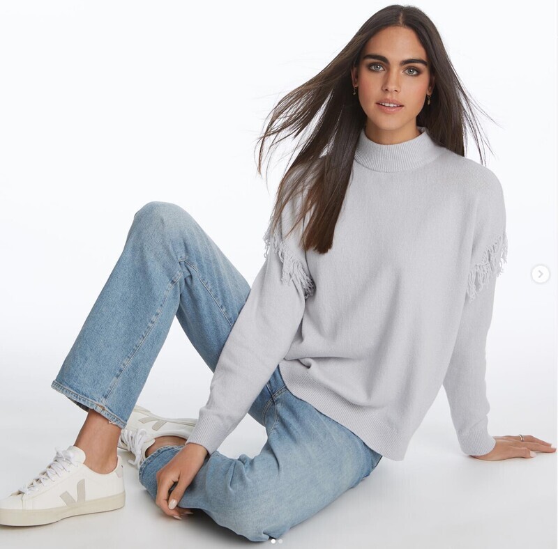 Elliot Lauren Fringe Mock Neck Sweater