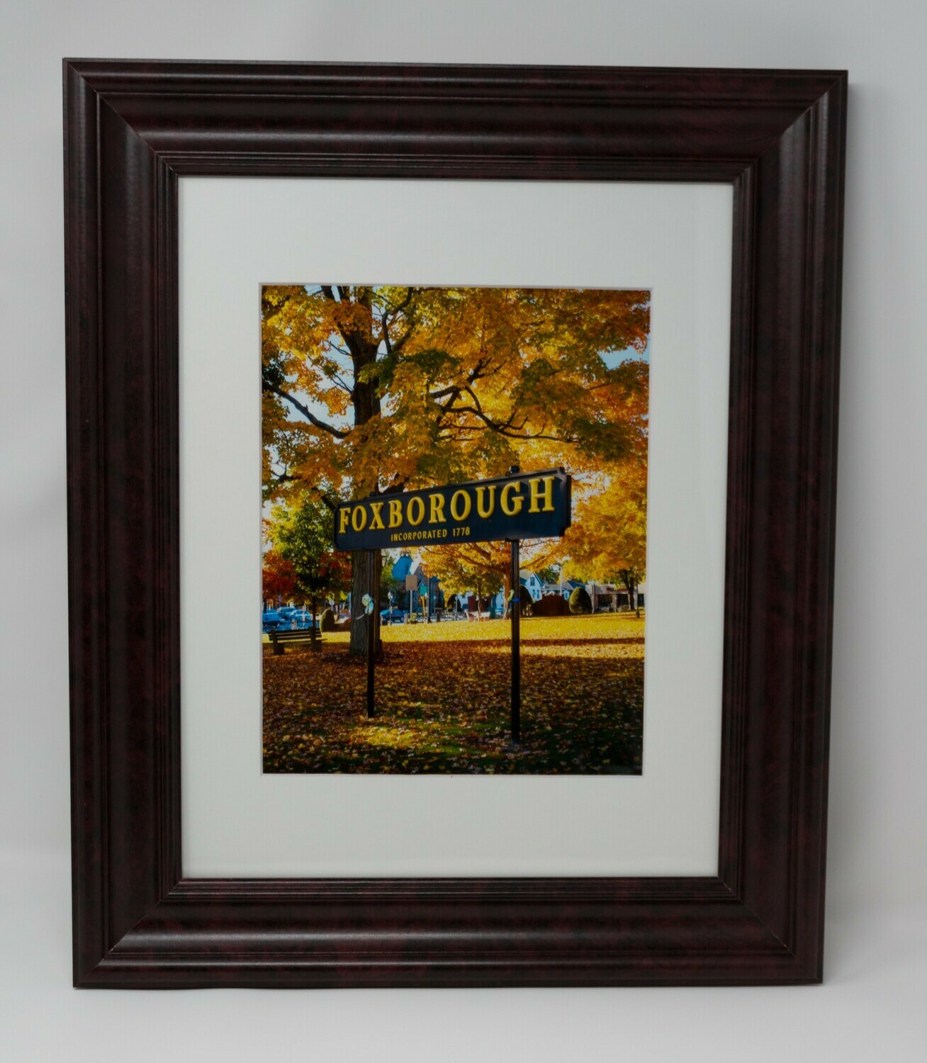11"x14"Matted and Framed Photo Image of the Iconic Foxboro Sign in Autumn Colors