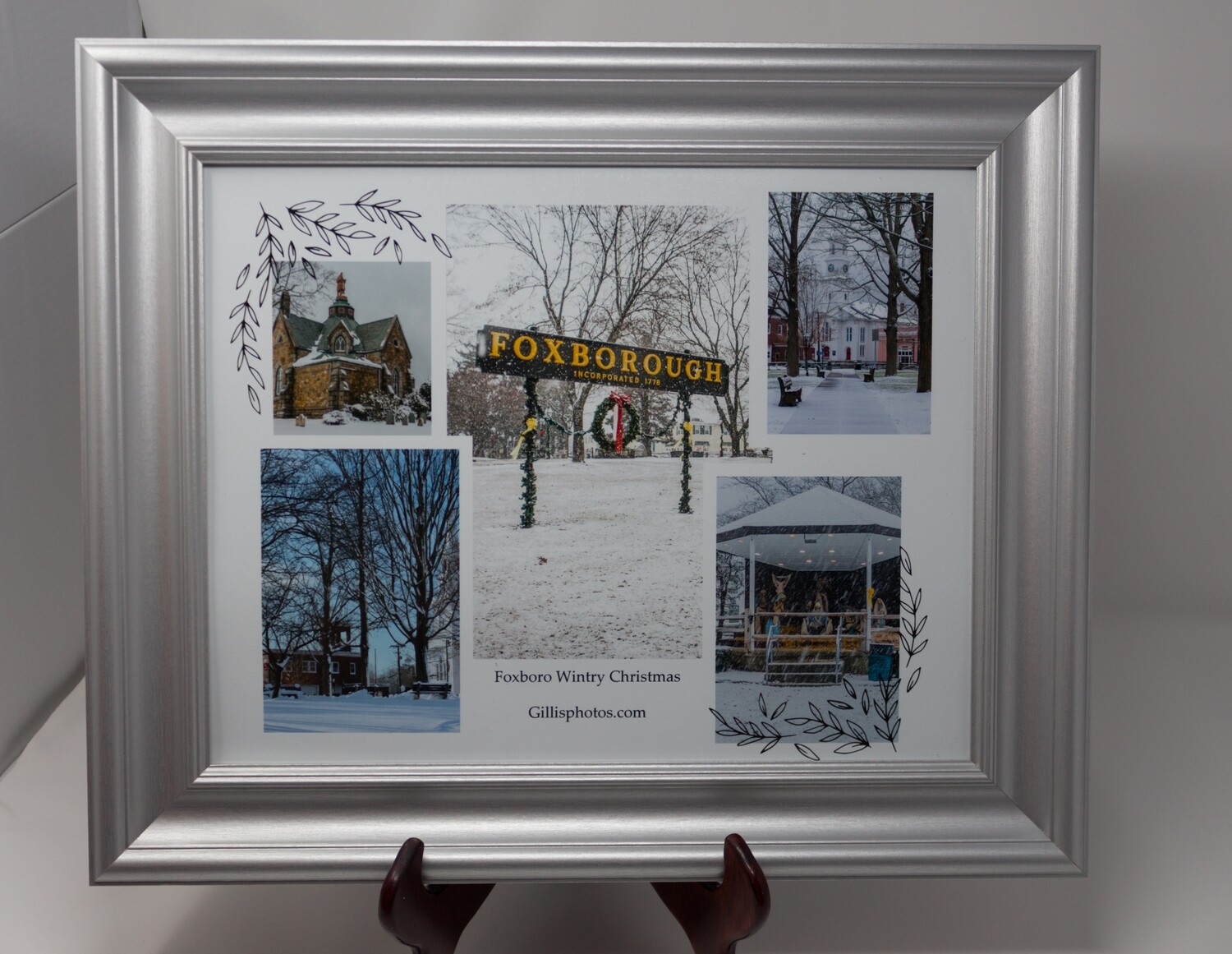 ​Foxboro Gallery-11"x14" Framed Photo Collage of Scenes Around Wintery Foxboro