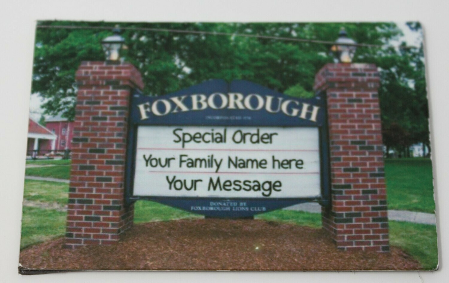 Special Order Item- 2"x 3" Photo Magnet-Foxboro Iconic Lions Sign Blank​-Personalize This With a Name and Message