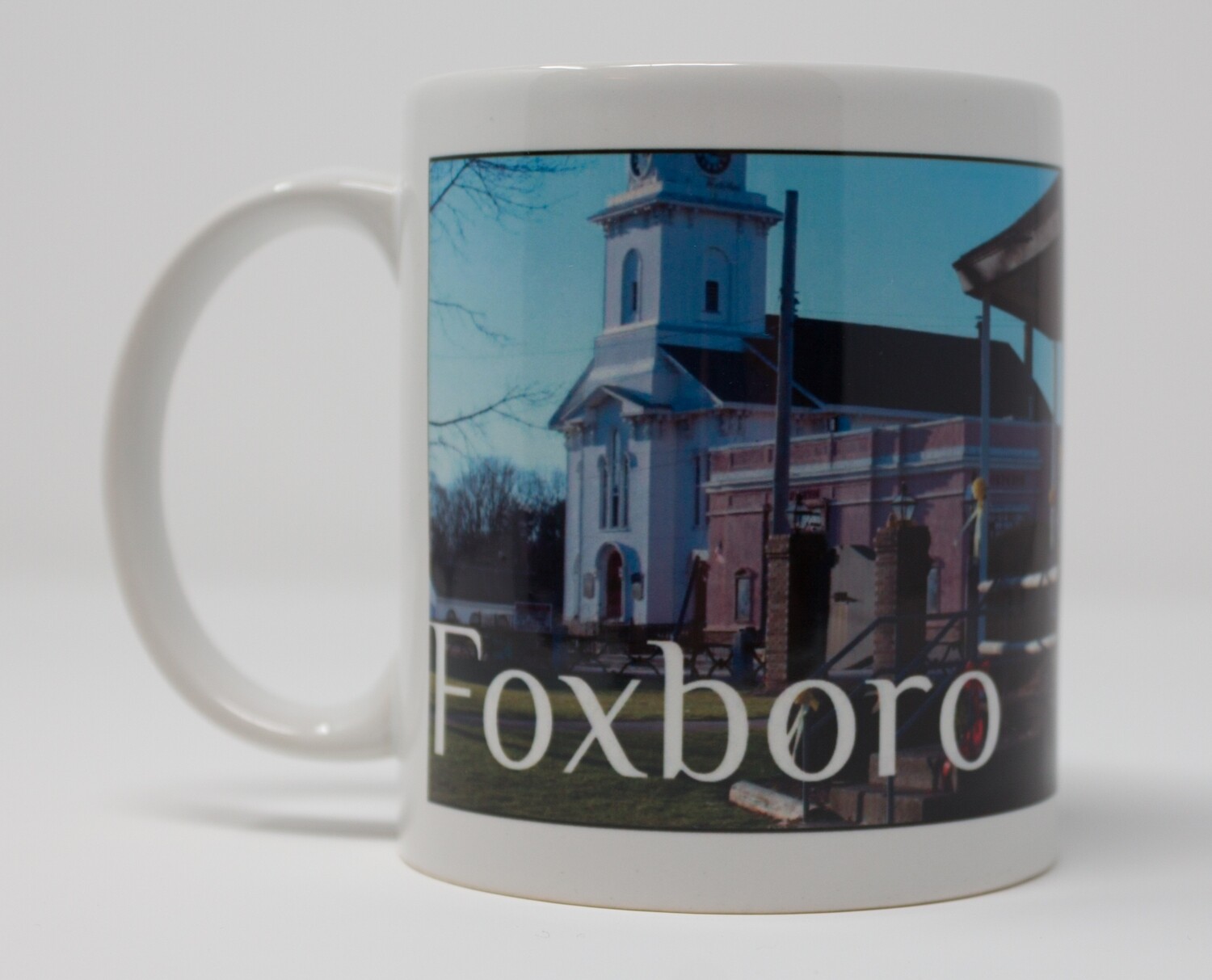 ​11 Oz. Mug with Photo Image of Foxboro Nativity/Orpheum/and Bethany Church.