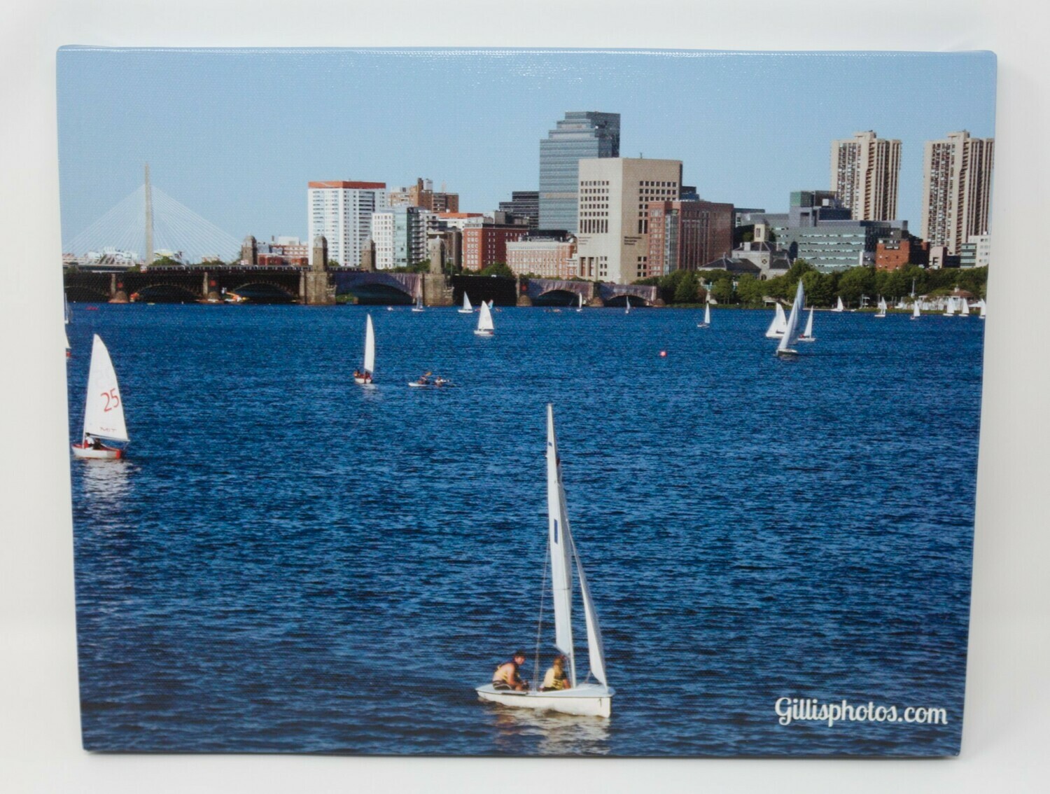 ​12"x 12" Canvas- Iconic Charles River Sail Boats and Boston Skyline​-Boston, Mass.