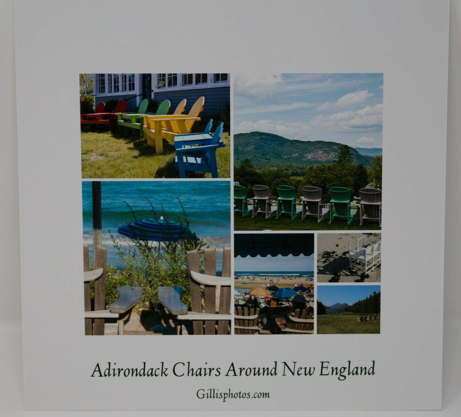 10"x10" Matted Photo Collage of Adirondack Chairs Displayed From Around New England