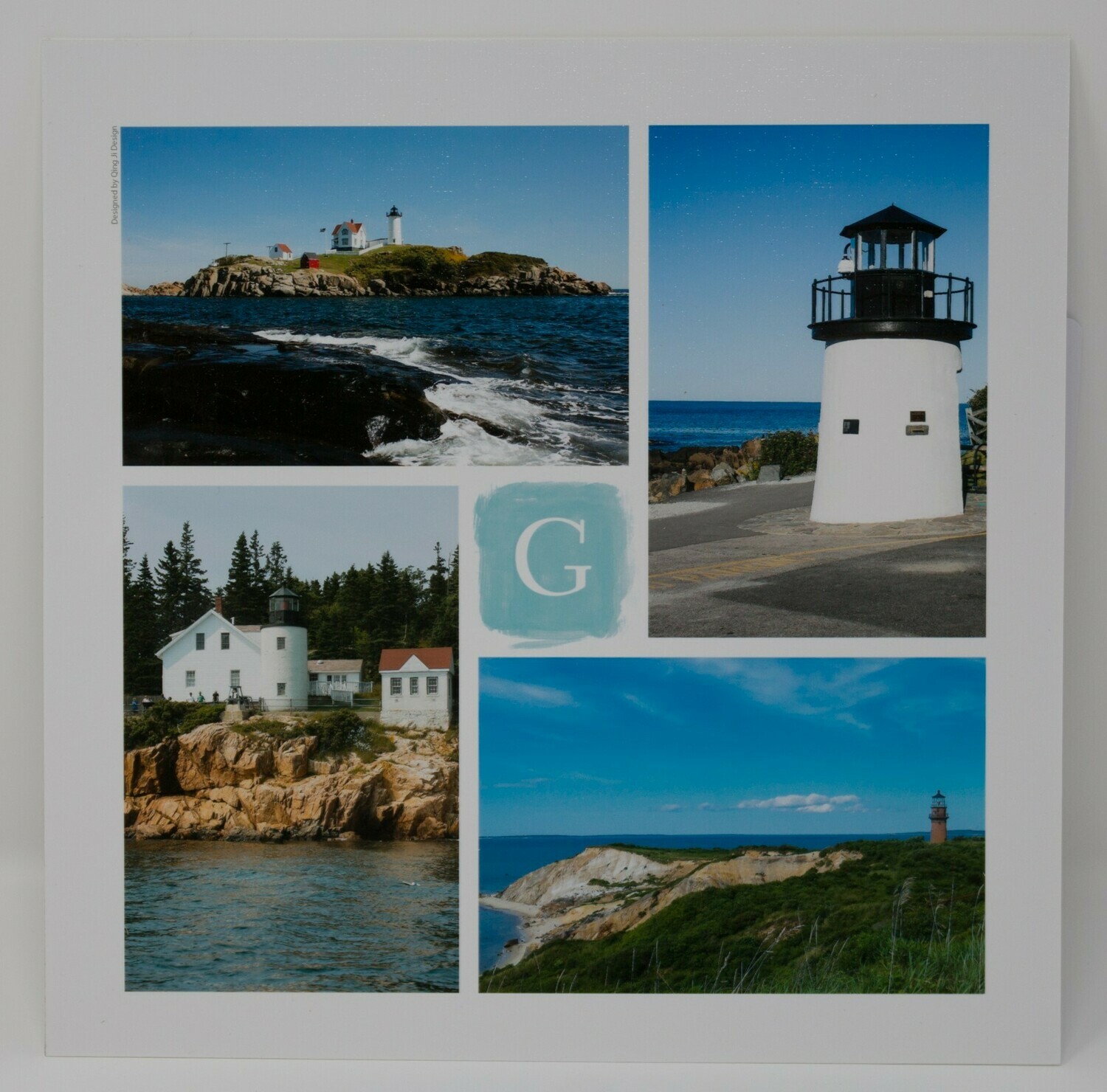 10"x10" Matted Photo Collage of Light Houses From Around New England