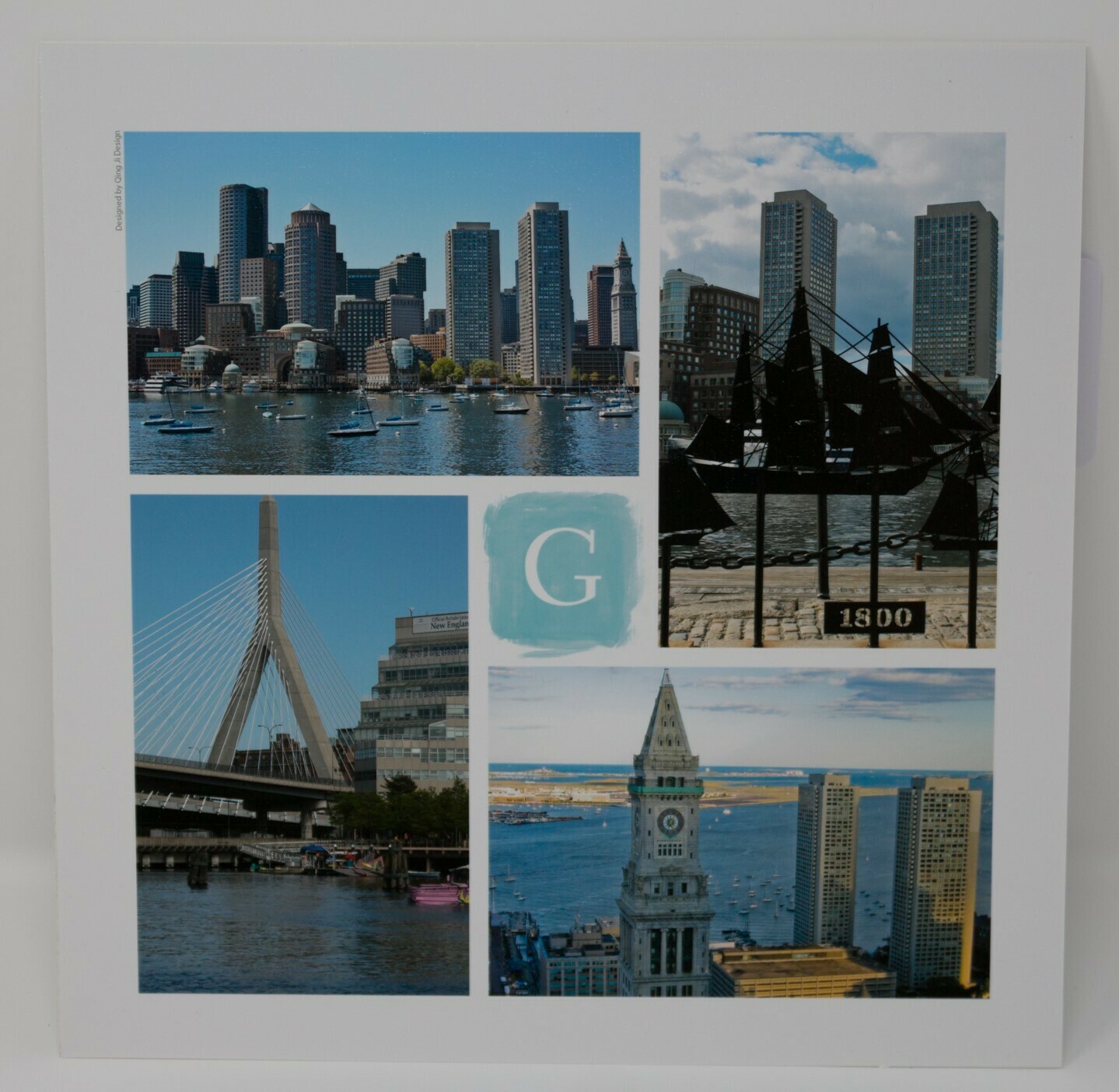 10"x10" Matted Photo Collage of Boston Sky-Line