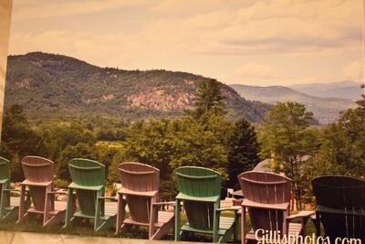 ​12" x 12" Canvas of Adirondack Chairs Facing Cathedral Ledge, North Conway, New Hampshire