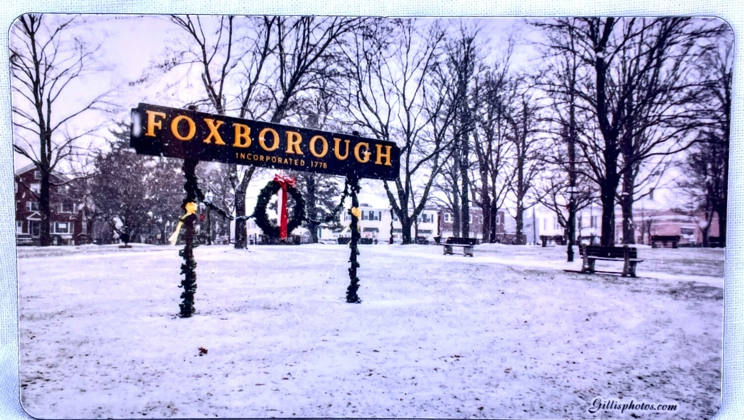 3"x 3" Photo Magnet With Image of Foxboro Sign in Snow