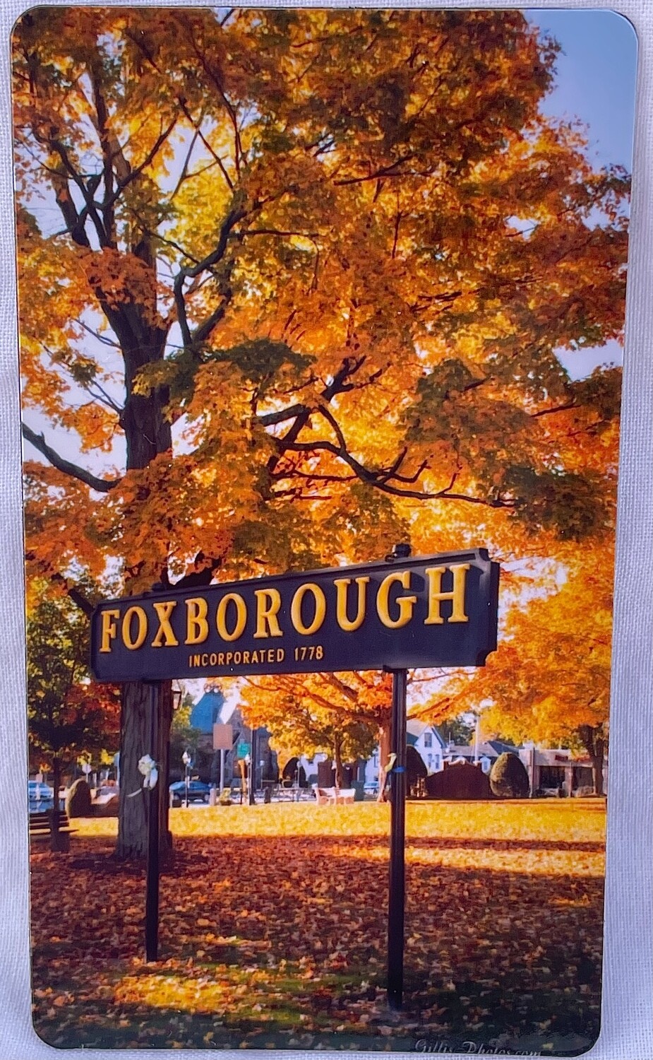 Foxboro Gallery-3"x 2" Photo Magnet-Iconic Foxboro Sign in Autumn