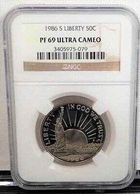 1986 S 50C STANDING LIBERTY NGC PF 69 ULTRA CAMEO