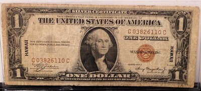 1935 A $1, SILVER CERTIFICATE CC (HAWAII) C038