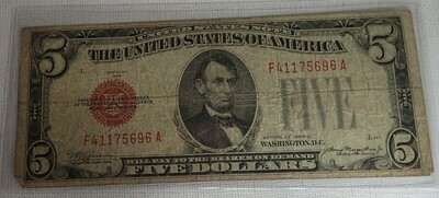 1928 C $5 U. S. NOTE F411