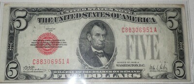 1928 A $5 US NOTE C883