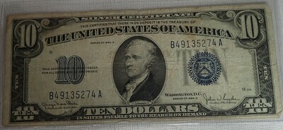 1934 D $10 SILVER CERTIFICATE B491