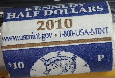 2010  P ROLL OF 20 KENNEDY 50C $10 MINT ROLL UNC
