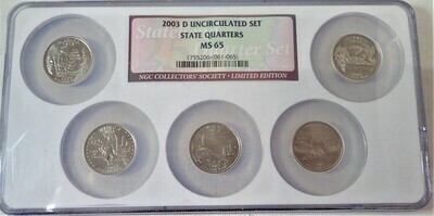 2003 D UNCIRCULATED SET STATE QUARTERS NGC MS65