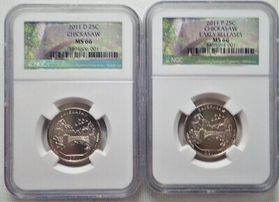 2011 P&D STATE QUARTERS (CHICKASAW N.P.) NGC MS66