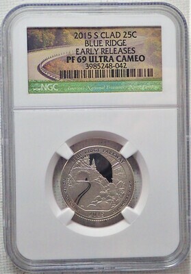 2015 S CLAD 25C (BLUE RIDGE N.P) NGC PF 69 ULTRA CAMEO EARLY RELEASE