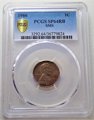 1966 1 CENT LINCOLN PCGS SP64 RB SMS