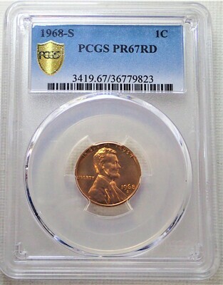 1968 S 1 CENT LINCOLN PCGS PR67 RD